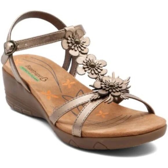 Baretraps Hammond Shoes Size 7.5 Bronze Floral Faux Leather Comfort Wedge - Picture 1 of 7